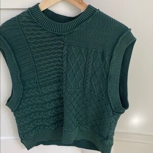 Free People dark green cable knit vest. Sz XS